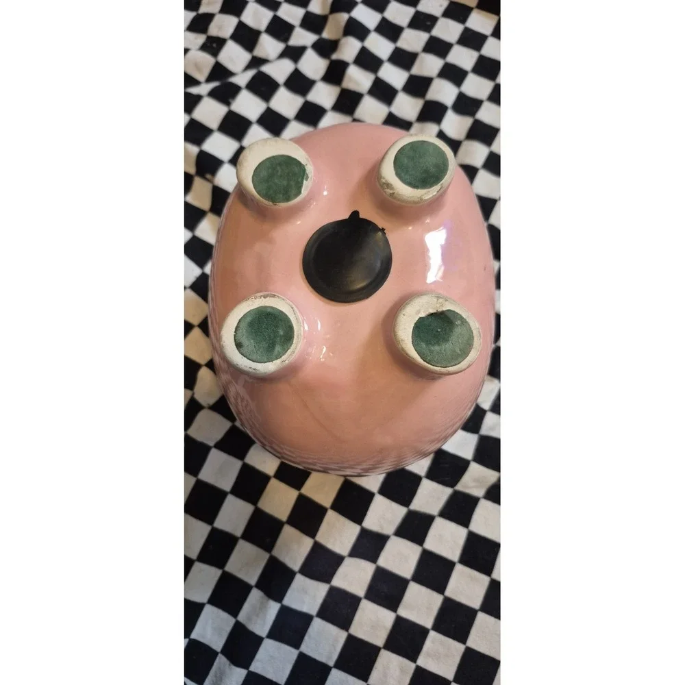 Vintage Ceramic Pink Piggy Bank Coin Bank w/ Stopper Cute Decor